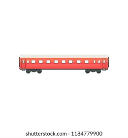 Red passenger train wagon, railway carriage vector Illustration on a white background