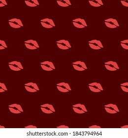 Red Passionate Kiss Vector Graphic Illustration Seamless Pattern for Background and Apparel Design