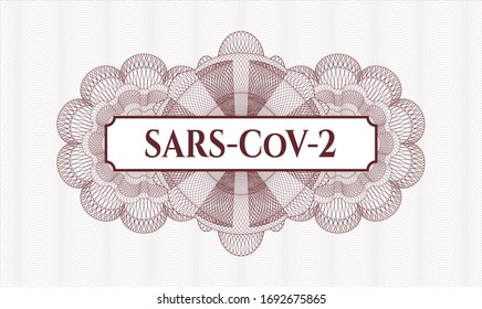 emblema del pasaporte rojo. Ilustración vectorial. Detallado con el texto SARS-CoV-2 dentro