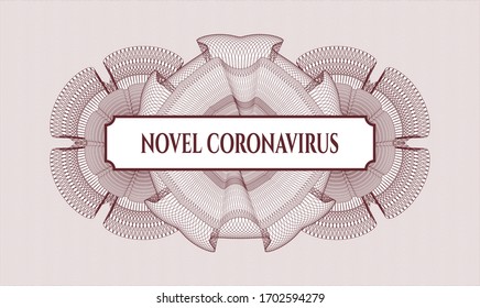 Red passport emblem. Vector Illustration. Detailed with text Novel Coronavirus inside