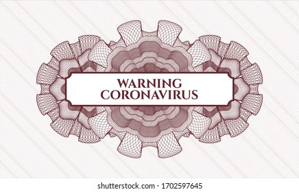Red passport emblem. Vector Illustration. Detailed with text Warning Coronavirus inside