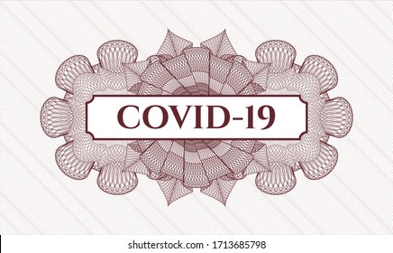 emblema del pasaporte rojo. Ilustración vectorial. Detallado con texto COVID-19 dentro