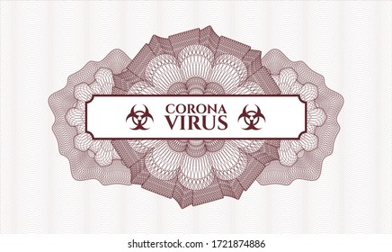 Red passport emblem. Vector Illustration. Detailed with text Coronavirus inside