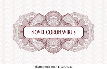 Red passport emblem. Vector Illustration. Detailed with text Novel Coronavirus inside