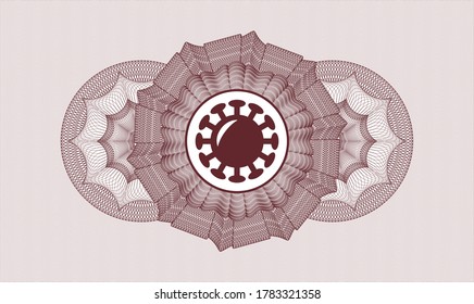 Red passport emblem. Vector Illustration. Detailed with coronavirus icon inside