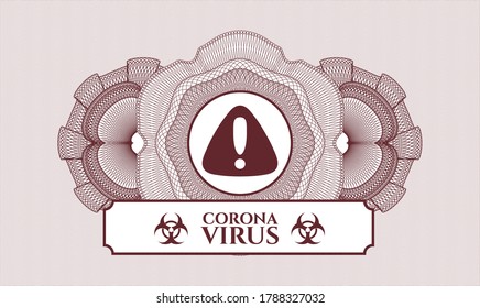 emblema del pasaporte rojo. Ilustración vectorial. Detallado con el icono de advertencia y el texto de Coronavirus dentro