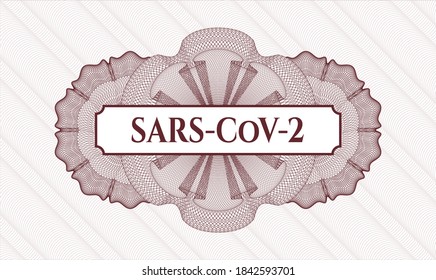 Rotpassemblem. Vektorgrafik. Detaillierte mit dem Text SARS-CoV-2 im Inneren