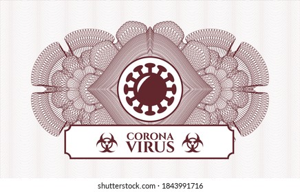 emblema del pasaporte rojo. Ilustración vectorial. Detallado con el icono de coronavirus y el texto de Coronavirus dentro