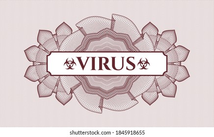 Red passport emblem. Vector Illustration. Detailed with text Virus inside