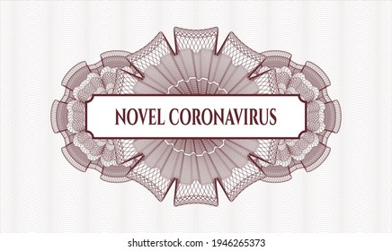 Red passport emblem. Vector Illustration. Detailed with text Novel Coronavirus inside