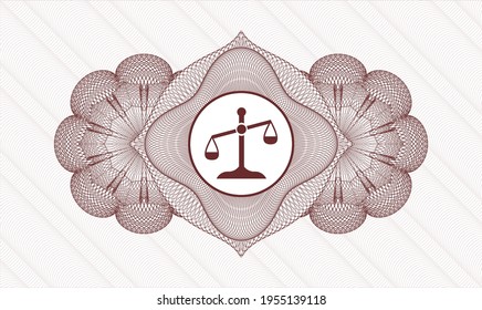 Red passport emblem. Vector Illustration. Detailed with scale icon inside