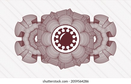 emblema del pasaporte rojo. Ilustración vectorial. Detallado con el icono de coronavirus dentro