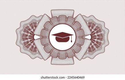 emblema del pasaporte rojo. Ilustración vectorial. Detallado con el icono del tapón de graduación