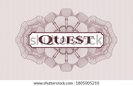 Red passport emblem. Vector Illustration. Detailed with text Quest inside