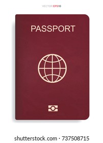 Red passport isolated on white background. Vector illustration.