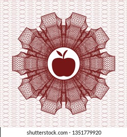 Red passport money rosette with apple icon inside