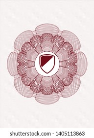 Red passport money rosette with armor icon inside