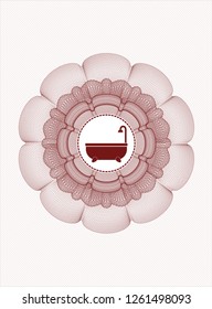Red passport money rosette with bathtub icon inside