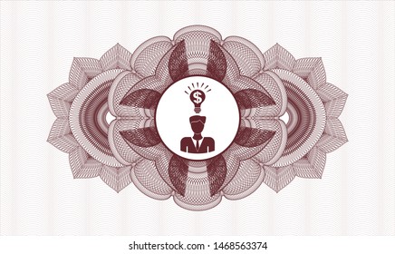 Red passport money rosette with business idea icon inside - Powered by Shutterstock - Get 15% off with code: PIKWIZARD15