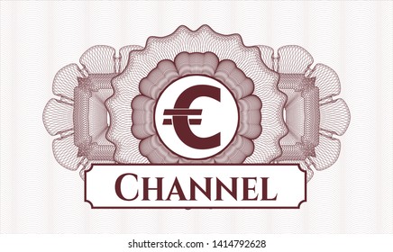 Red passport money rosette with euro icon and Channel text inside