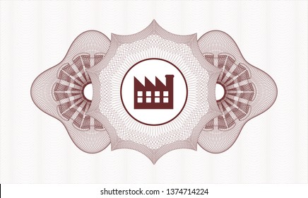 Red passport money rosette with factory icon inside