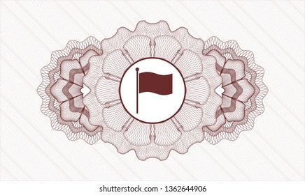 Red passport money rosette with flag icon inside
