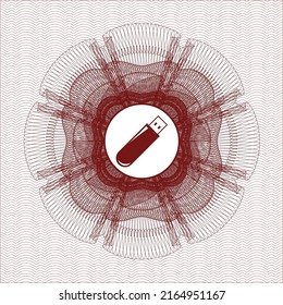 Roter Pass Geld Rosette. mit einem Flash-Laufwerk-Symbol drinnen