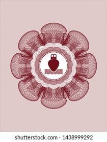 Red passport money rosette with ship icon inside
