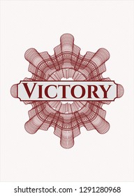 Red passport money rosette with text Victory inside