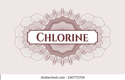 Red passport money rosette with text Chlorine inside