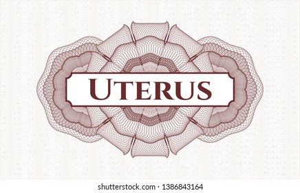 Red passport money rosette with text Uterus inside