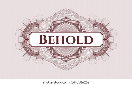 Red passport money rosette with text Behold inside