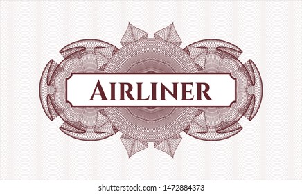 Red passport money rosette with text Airliner inside