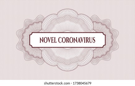 Rosette con dinero del pasaporte rojo. Ilustración vectorial. Detallado con el texto Novel Coronavirus dentro