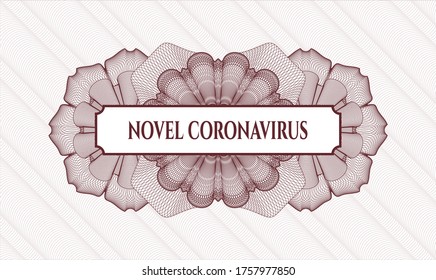 Red passport money rosette. Vector Illustration. Detailed with text Novel Coronavirus inside