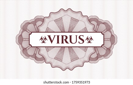 Rosette con dinero del pasaporte rojo. Ilustración vectorial. Detallado con el virus de texto dentro