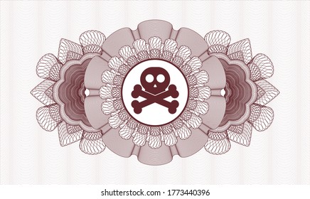Red passport money rosette. Vector Illustration. Detailed with crossbones icon inside