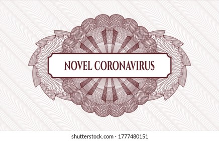 Red passport money rosette. Vector Illustration. Detailed with text Novel Coronavirus inside