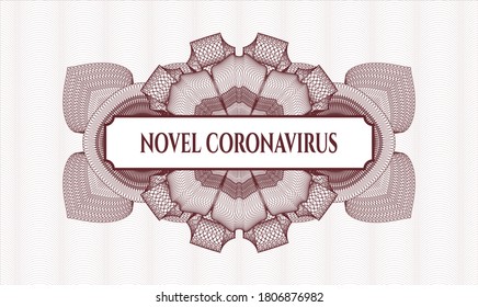 Rosette con dinero del pasaporte rojo. Ilustración vectorial. Detallado con el texto Novel Coronavirus dentro