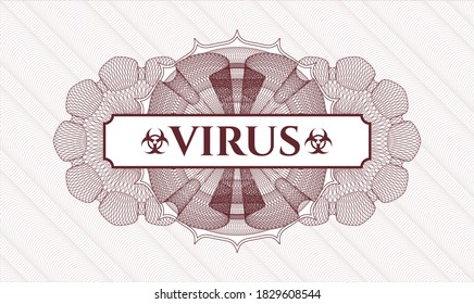 Rosette con dinero del pasaporte rojo. Ilustración vectorial. Detallado con el virus de texto dentro