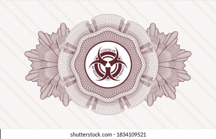 Rosette con dinero del pasaporte rojo. Ilustración vectorial. Detallado con el icono de biohazard covid-19