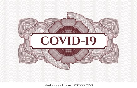 Rosette con dinero del pasaporte rojo. Ilustración vectorial. Detallado con el texto COVID-19 dentro