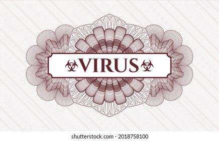 Rosette con dinero del pasaporte rojo. Ilustración vectorial. Detallado con el virus de texto dentro