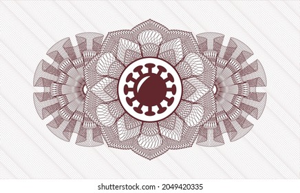 Rosette con dinero del pasaporte rojo. Ilustración vectorial. Detallado con el icono de coronavirus dentro