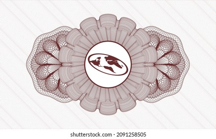 Red passport money rosette. Vector Illustration. Detailed with flat earth icon inside