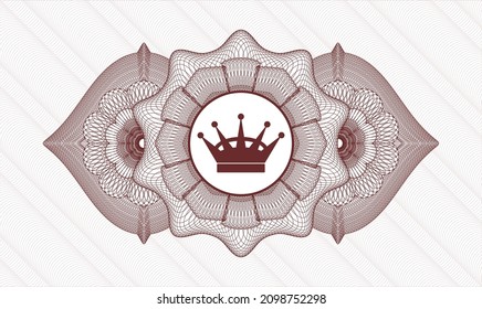 Rosette con dinero del pasaporte rojo. Ilustración vectorial. Detallado con el icono de la corona reina dentro