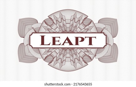 Red passport money rosette. Vector Illustration. Detailed with text Leapt inside