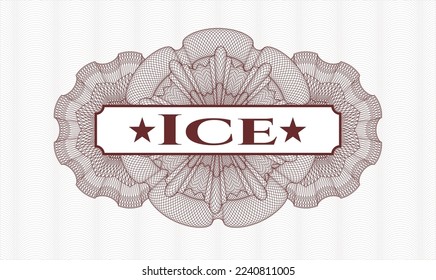 Red passport money rosette. Vector Illustration. Detailed with text Ice inside