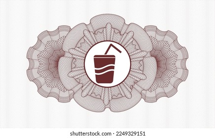 Red passport money rosette. Vector Illustration. Detailed with soda icon inside