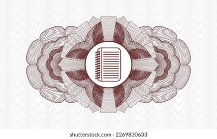 Red passport money rosette. Vector Illustration. Detailed with note book icon inside